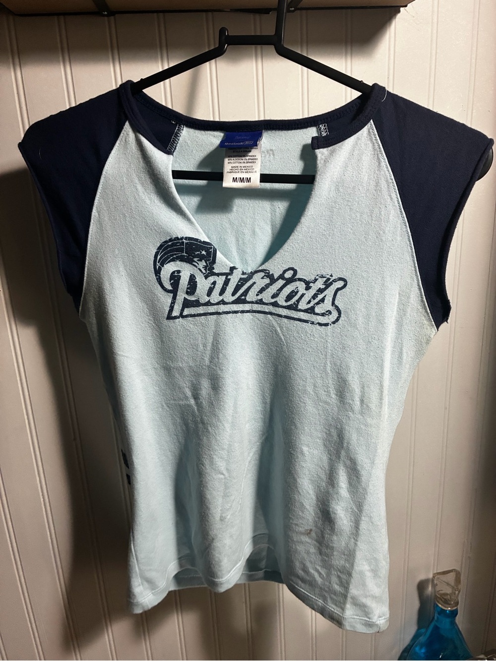 Reebok Patriots Light blue Tee with Navy Trim